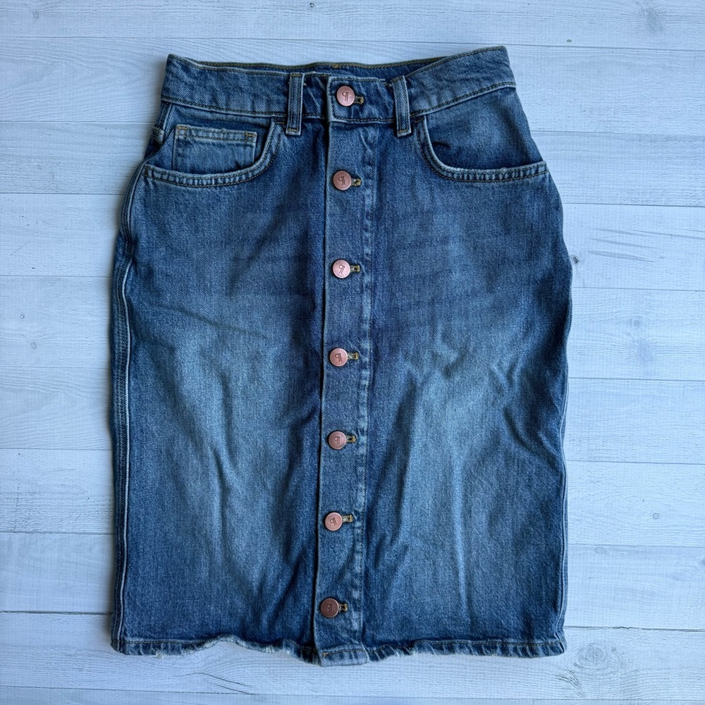 Anthropologie Pilcro Blue Denim Pencil Skirt Size 4 - Picture 2 of 9